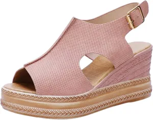 ZSpzx Platform Wedge Sandals for Women 2025 Dressy Summer Open Toe Women's Orthopedic Ankle Strap Sandal Slip on Womens Comfortable Wedges High Heel Beach Shoes for Daily Wear