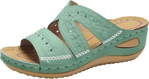 ZSpzx Sandals For Women 2025,Orthopedic Wedge Platform Sandals Comfortable Dressy Summer Hollow Out Open Toe Slippers Flat Casual Boho Slip on Beach Sandals Outdoor Walking Shoes for Travel